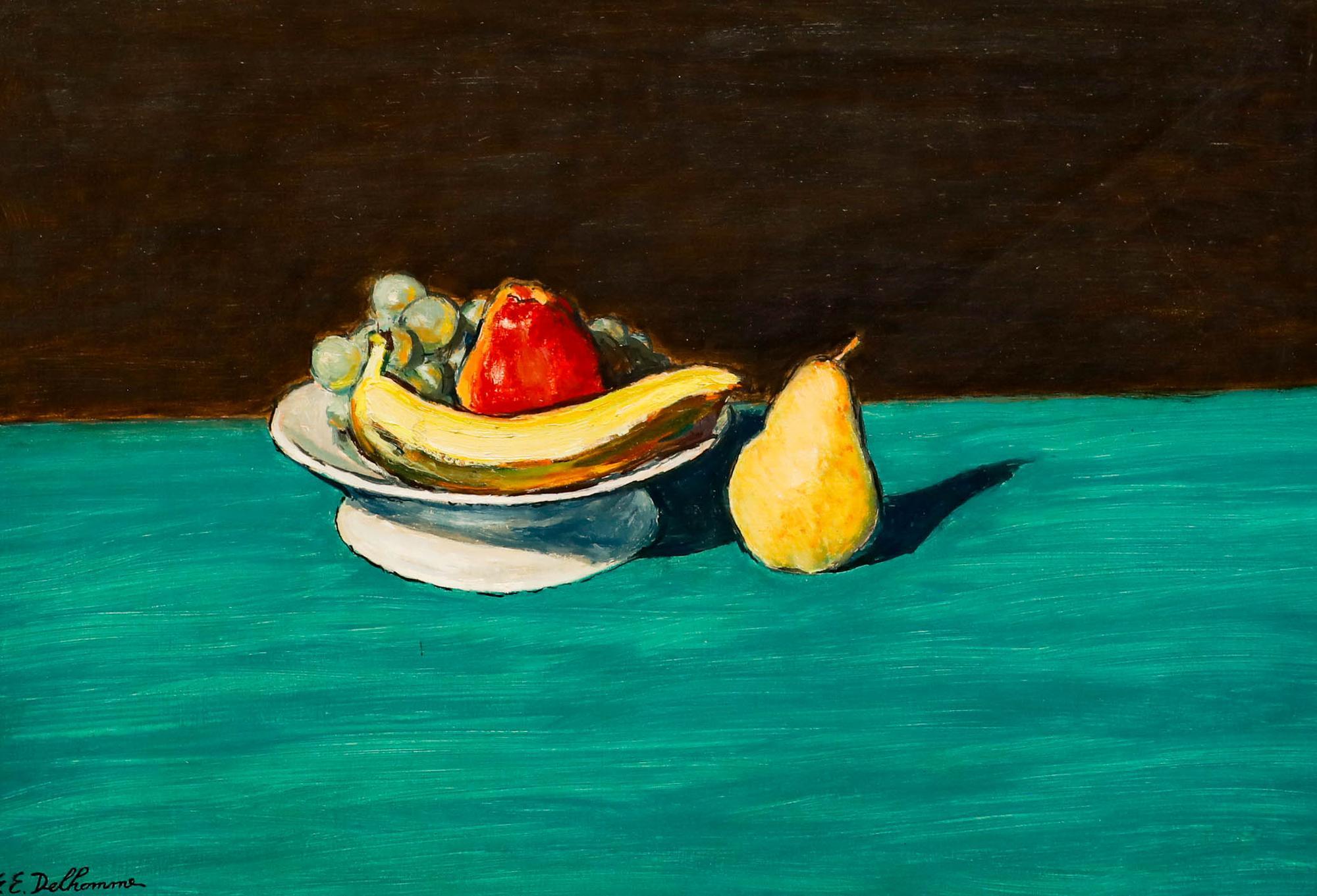 Georges Eugene Delhomme (1904-1989) - Olio della metà del XX secolo, Natura morta su alzavola - Painting di Unknown