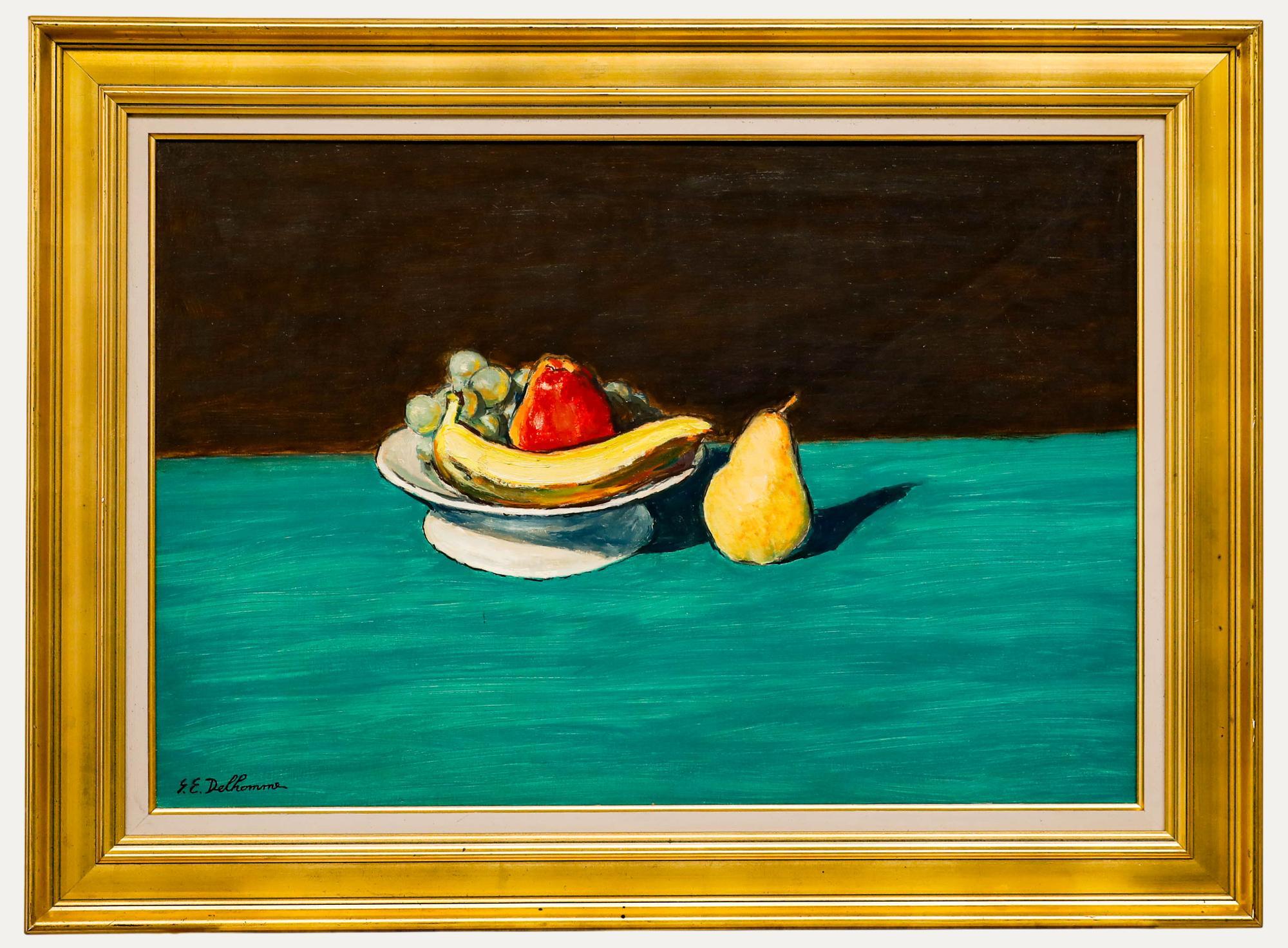 Georges Eugene Delhomme (1904-1989) - Olio della metà del XX secolo, Natura morta su alzavola