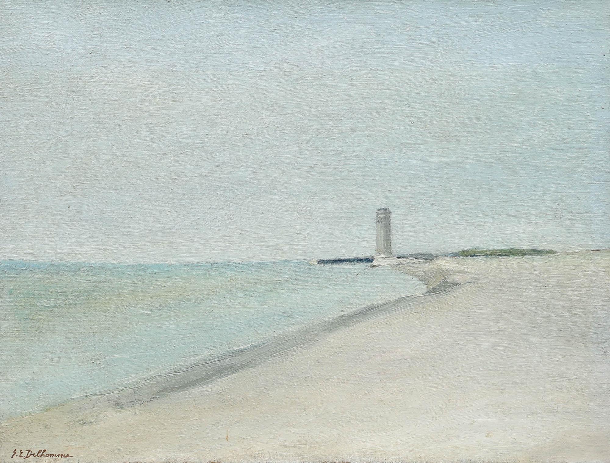 Georges Eugene Delhomme (1904-1989) - Mitte 20. Jahrhundert Öl, Der alte Leuchtturm – Painting von Unknown
