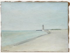 Georges Eugene Delhomme (1904-1989) - Mitte 20. Jahrhundert Öl, Der alte Leuchtturm