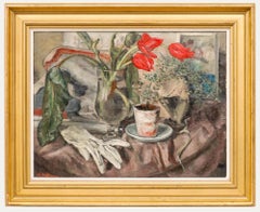 Georges Eugene Delhomme (1904-1989) - Mid 20th Century Oil, Tulips with Glove