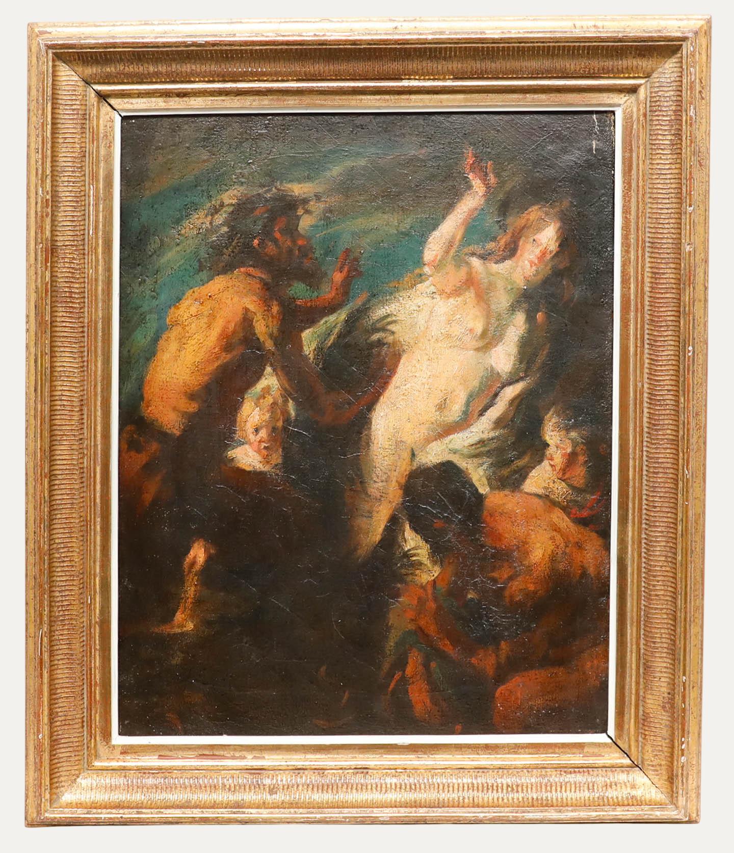 Figurative Painting Unknown - Georges Higuet (1892-1958) d'après Jacob Jordaens - Huile, scène mythologique