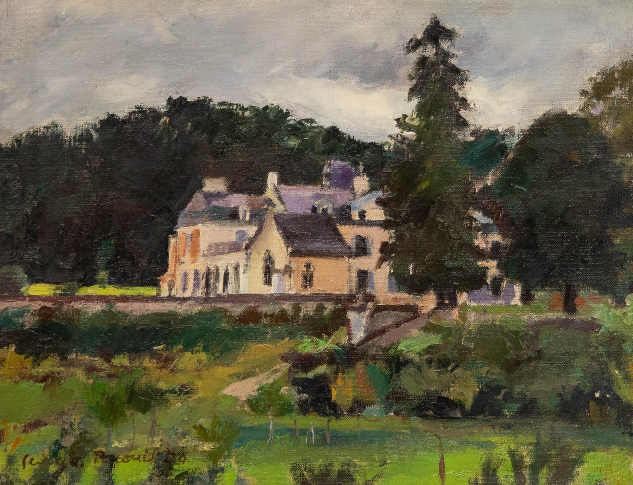 Georges Pacouil (1903-1996) - 1949 Oil, Château de Trèves-Cunault - Painting by Unknown