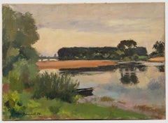 Vintage Georges Pacouil (1903-1996) - 1950 Oil, Lake at Treves