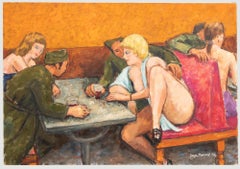 Georges Pacouil (1903-1996) - Huile du 20e siècle, Les soldats s'amusent