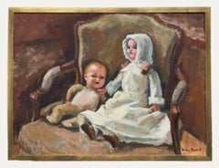 Georges Pacouil (1903-1996) - Framed Mid 20th Century Oil, Dolls in an Armchair