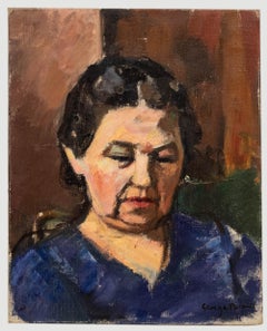 Georges Pacouil (1903-1996) - Mid 20th Century Oil, Bernadette in a Blue Dress