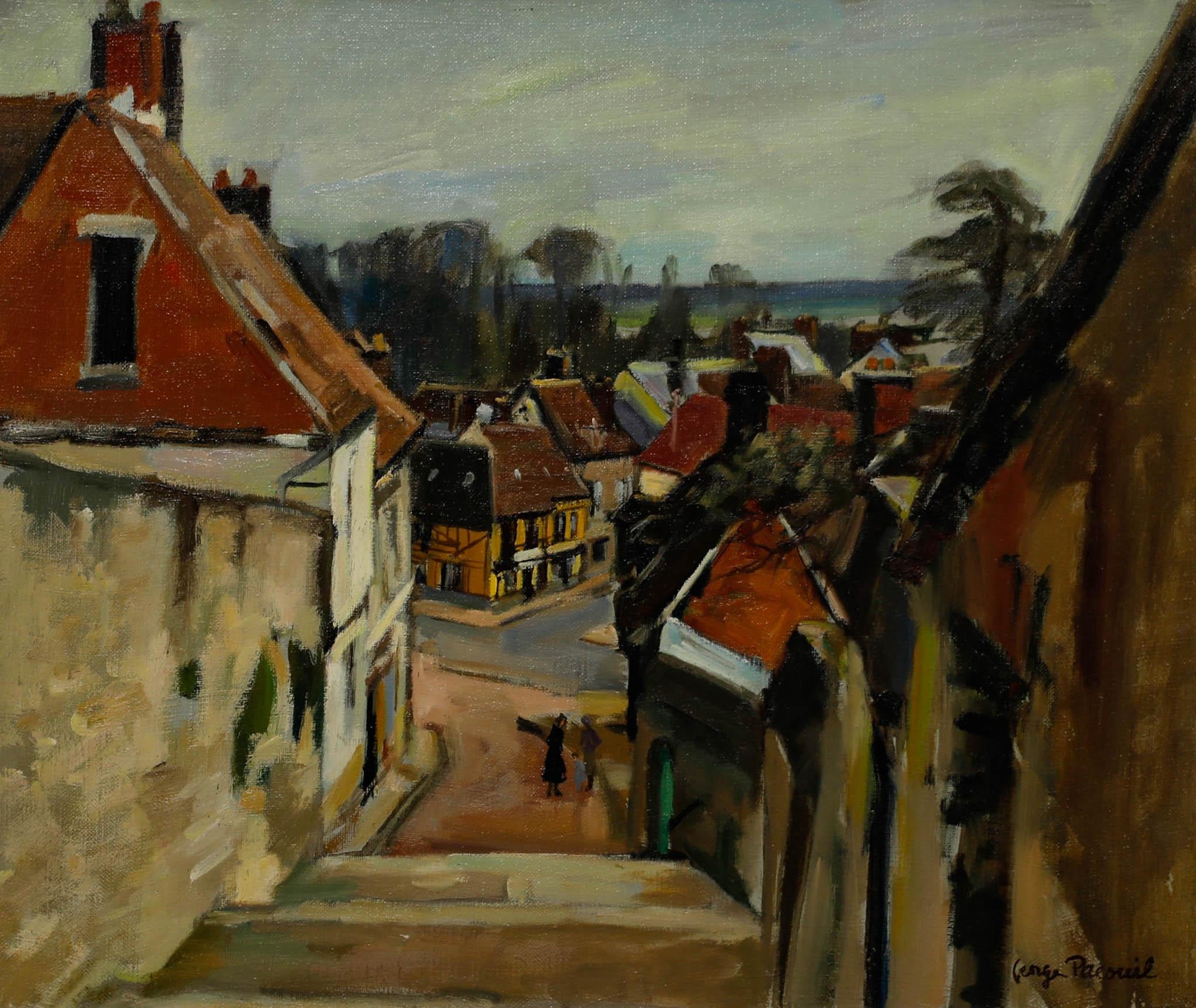 Georges Pacouil (1903-1996) - Ölgemälde, Chaumont-en-Vexin, Mitte des 20. Jahrhunderts – Painting von Unknown