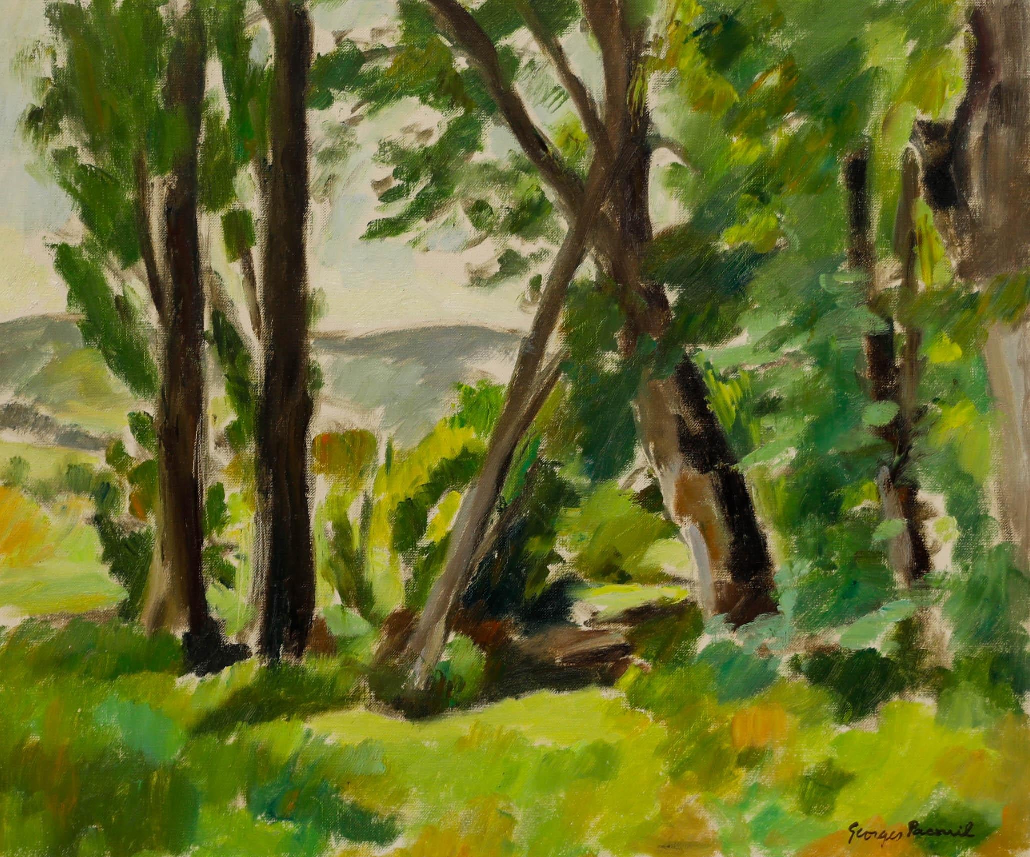 Georges Pacouil (1903-1996) - Ölgemälde, „In the Cover of Trees“, Mitte des 20. Jahrhunderts – Painting von Unknown