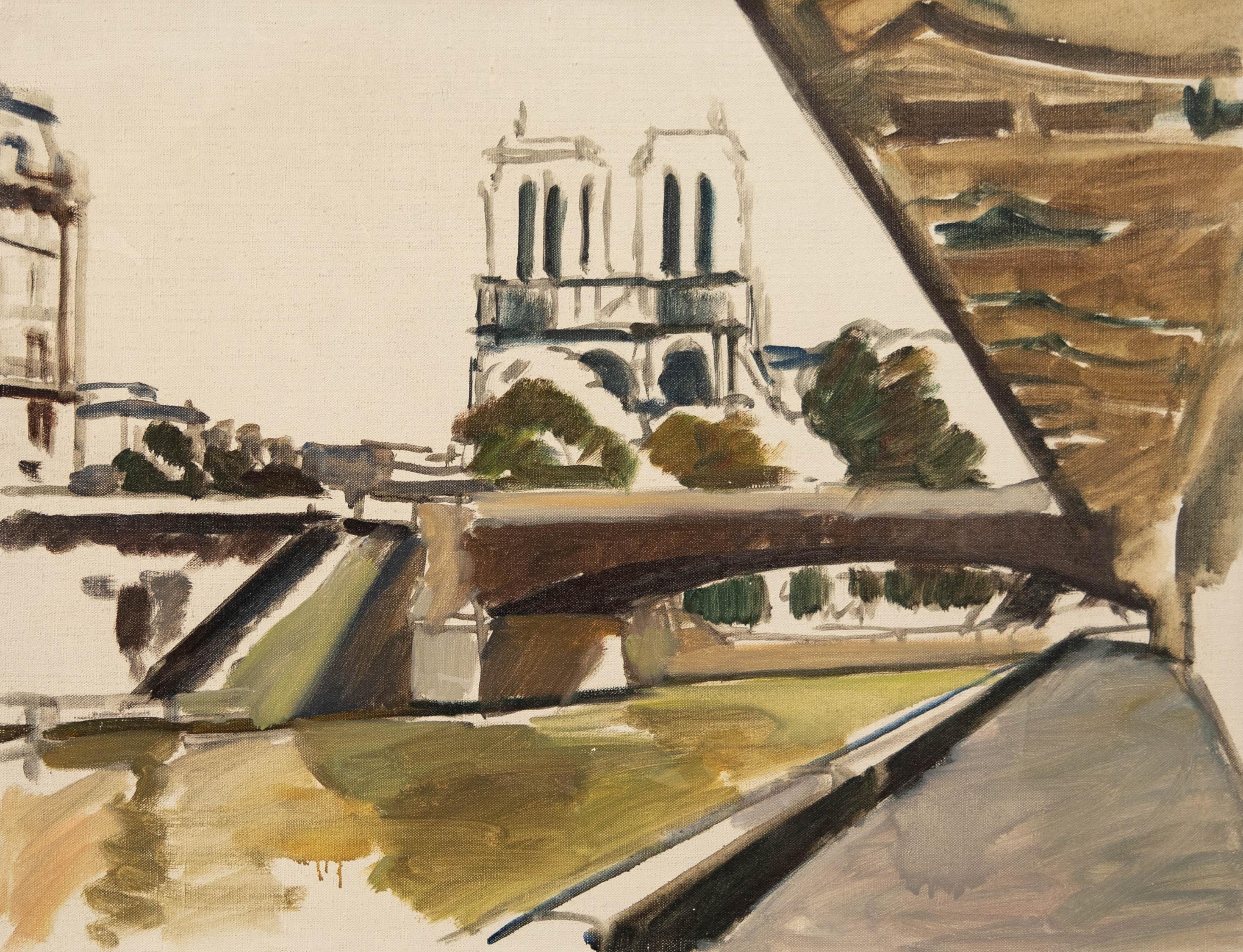 Georges Pacouil (1903-1996) - Mid 20th Century Oil, Notre Dame - Painting by Unknown