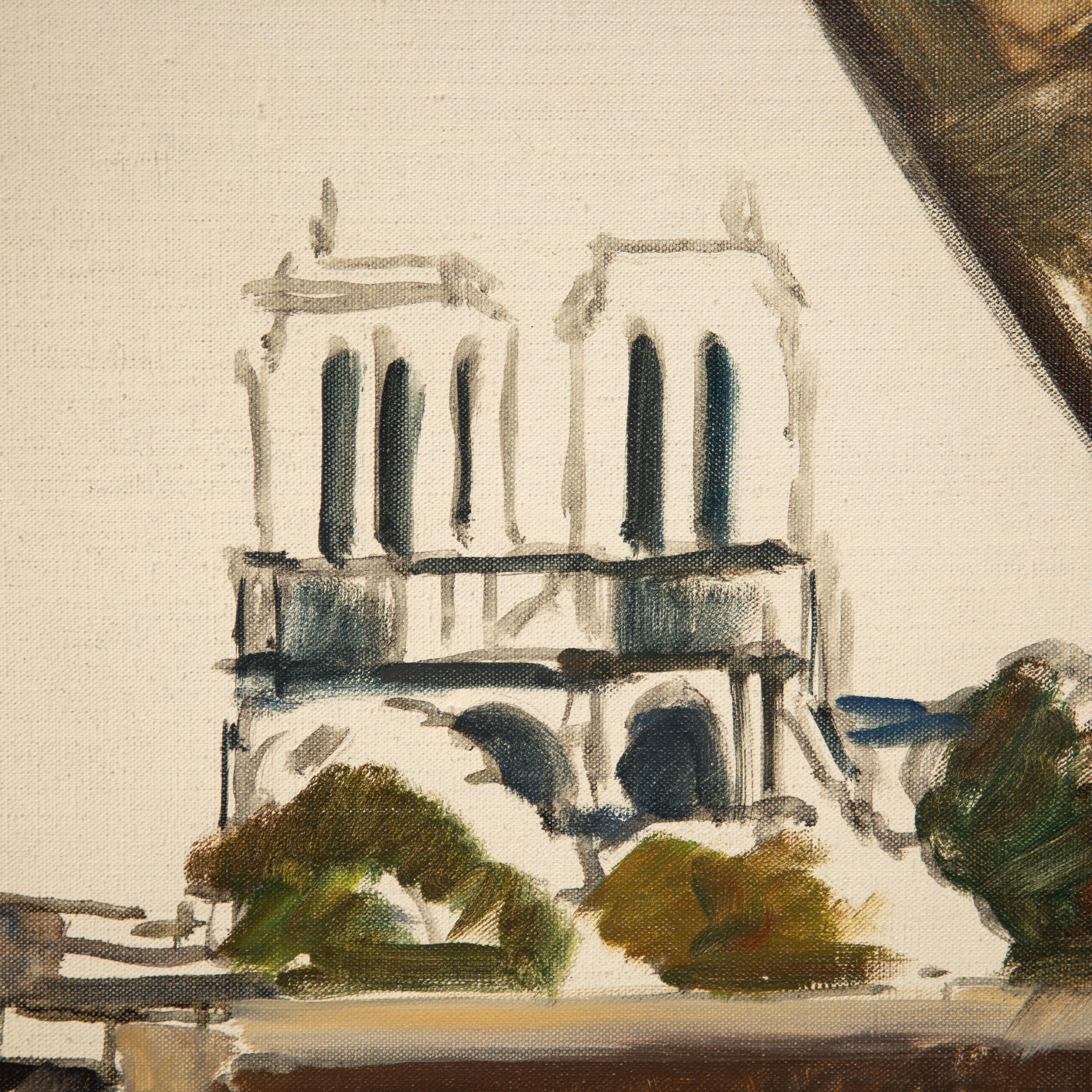 Georges Pacouil (1903-1996) - Mid 20th Century Oil, Notre Dame For Sale 1