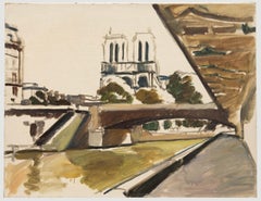 Georges Pacouil (1903-1996) - Mid 20th Century Oil, Notre Dame