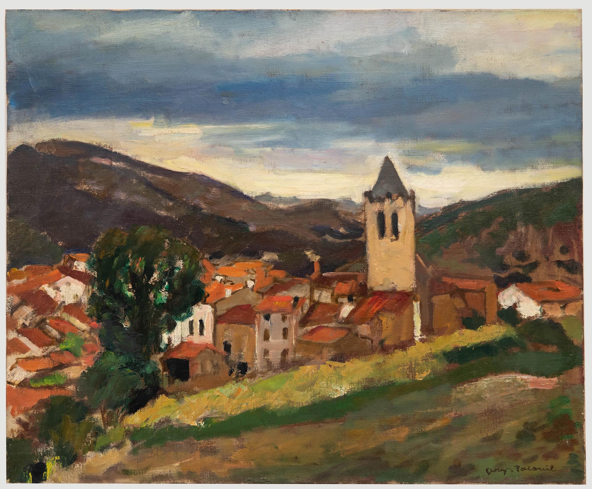 Unknown Landscape Painting - Georges Pacouil (1903-1996) - Mid 20th Century Oil, Oms, France