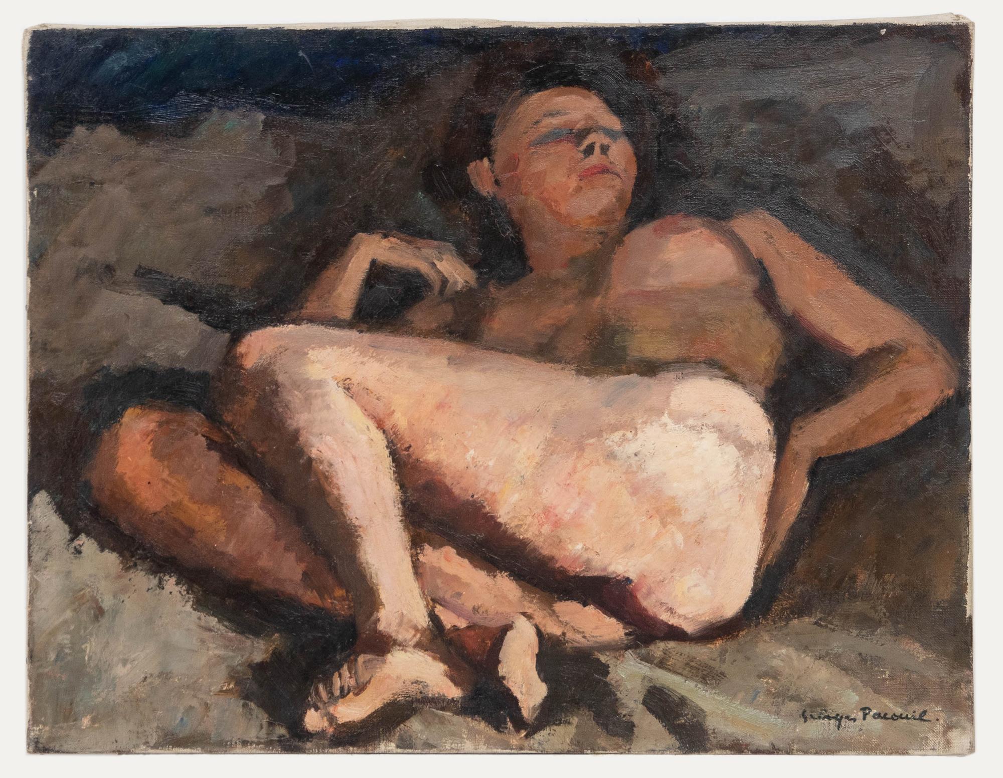 Georges Pacouil (1903-1996) - Olio della metà del XX secolo, Nudo sdraiato - Painting di Unknown