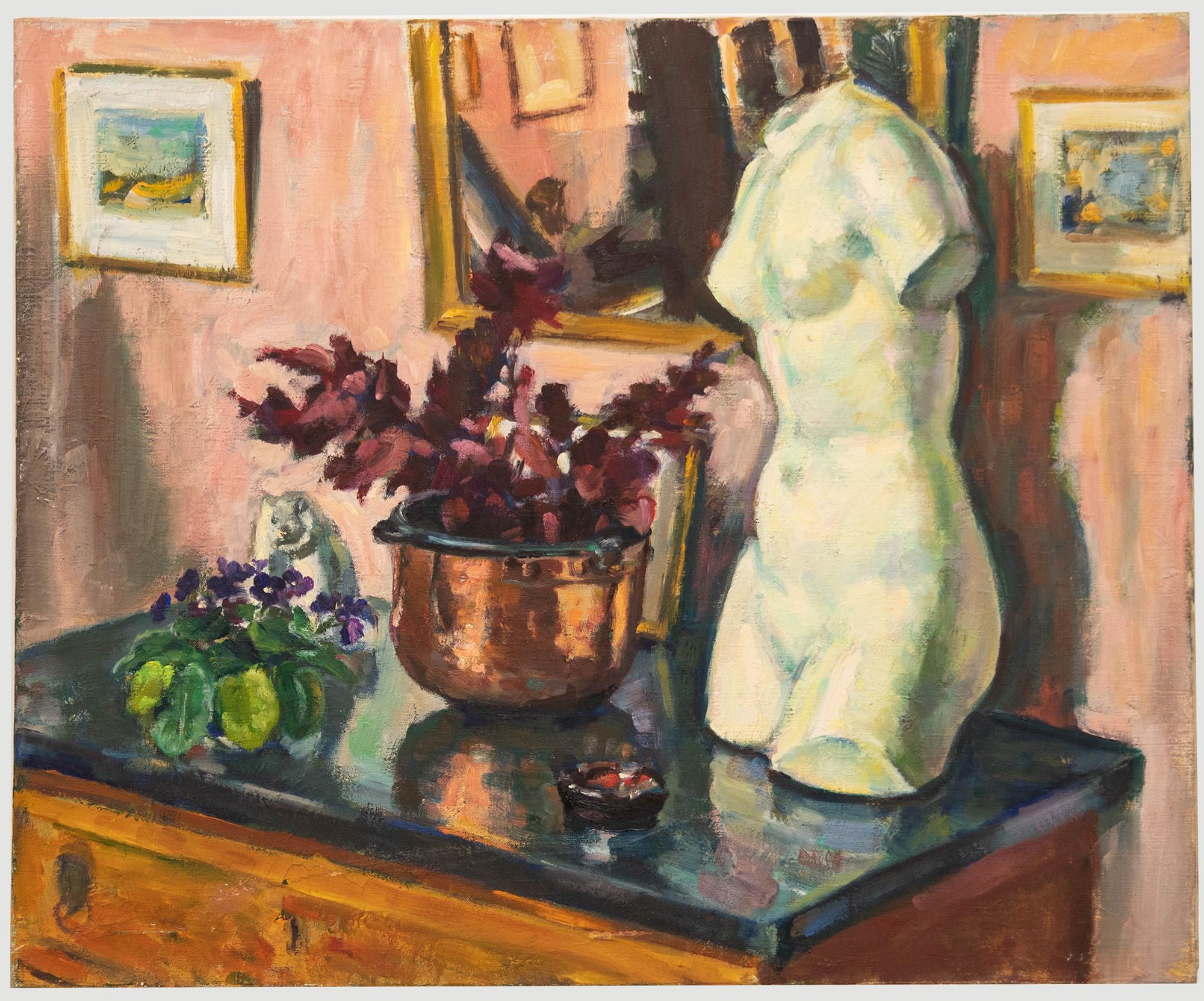 Unknown Still-Life Painting – Georges Pacouil (1903-1996) - Öl, Stillleben mit Venus de Milo Torso, Öl
