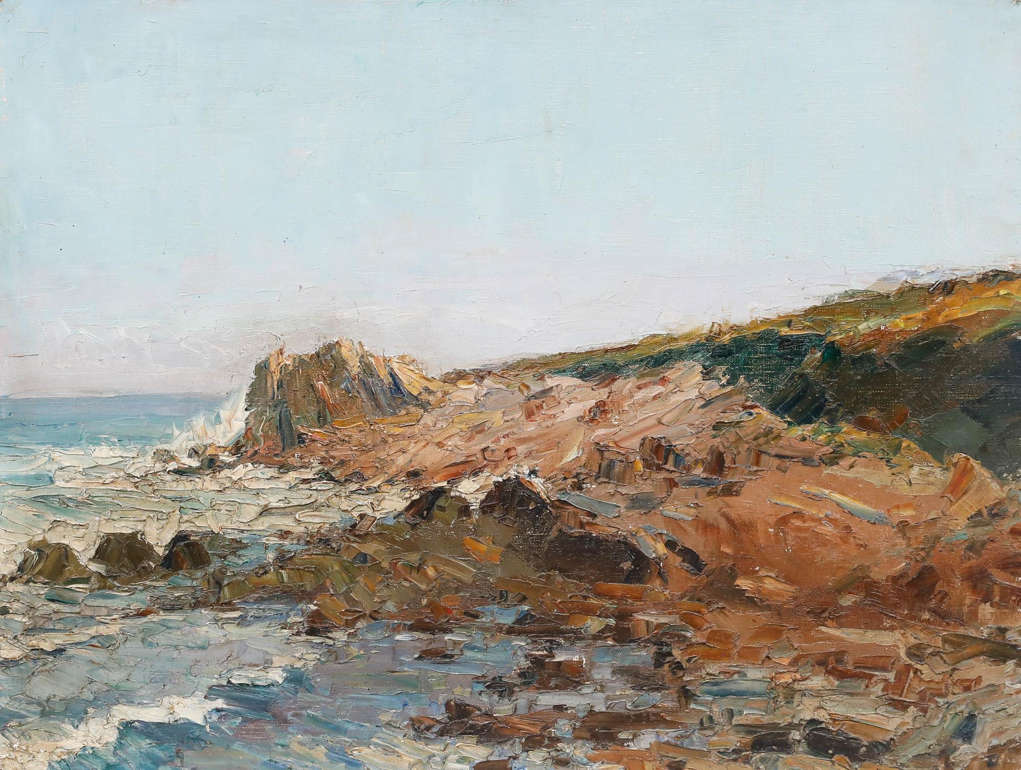 Georges Simonet - French Mid 20th Century Oil, Pointe de Moguériec, Finistère - Painting by Unknown