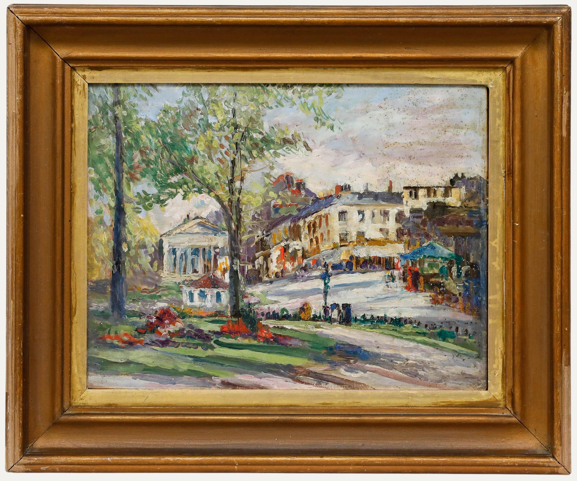 Georgina Anderson (1867-1951) – Ölgemälde, Sommer in der Stadt, frühes 20. Jahrhundert