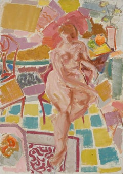 Gerald A. Meares (1911-1975) - 20th Century Oil, Nude in a Patterned Room