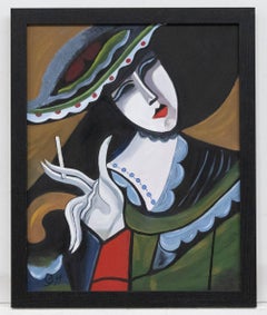 Gerald Hucks (b.1942) - 20th Century Oil, Lady with A Cigarette