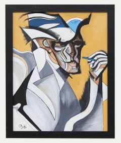 Gerald Hucks (nato nel 1942) - Olio del XX secolo, Uomo con sigaretta