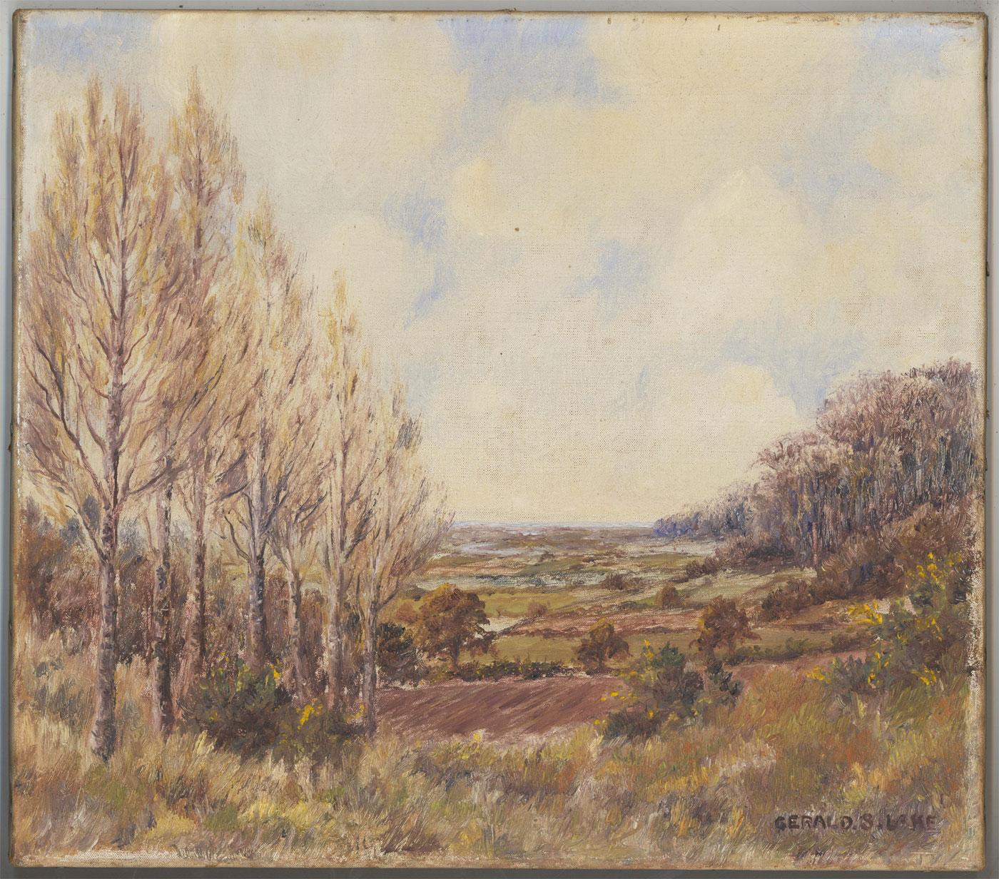 Le lac Gerald S. - Signé 20ème siècle Huile, Agricultural  Paysage - Painting de Unknown