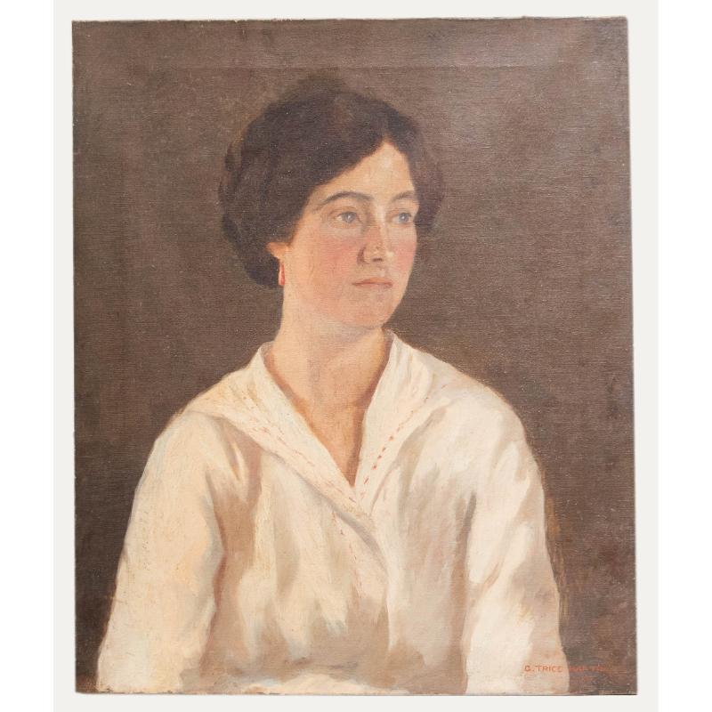 Gerald Trice Martin (1893-1961) - Huile de 1919, Femme à la robe de lin