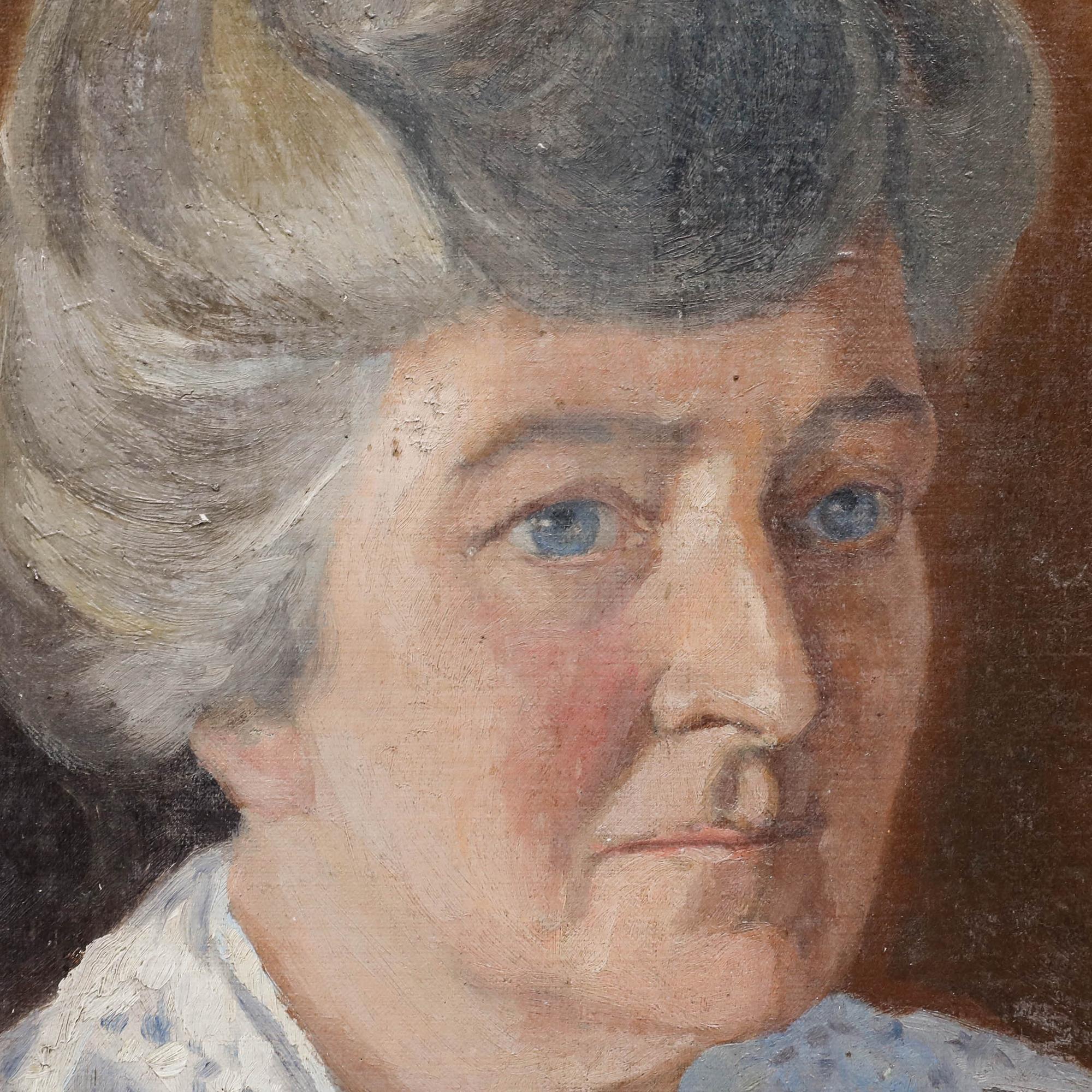 Gerald Trice Martin (1893-1961) - Ölgemälde, Dame in Blau, frühes 20. Jahrhundert (Braun), Portrait Painting, von Unknown