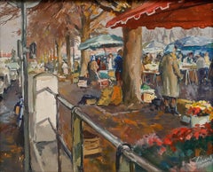 Gerard Meyer (b.1926) - 20th Century Oil, Market in Mulhouse