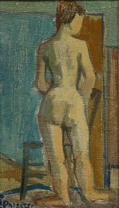 Gérard Passet (1936-2013) - French School 1955 Oil, Nude with Chair