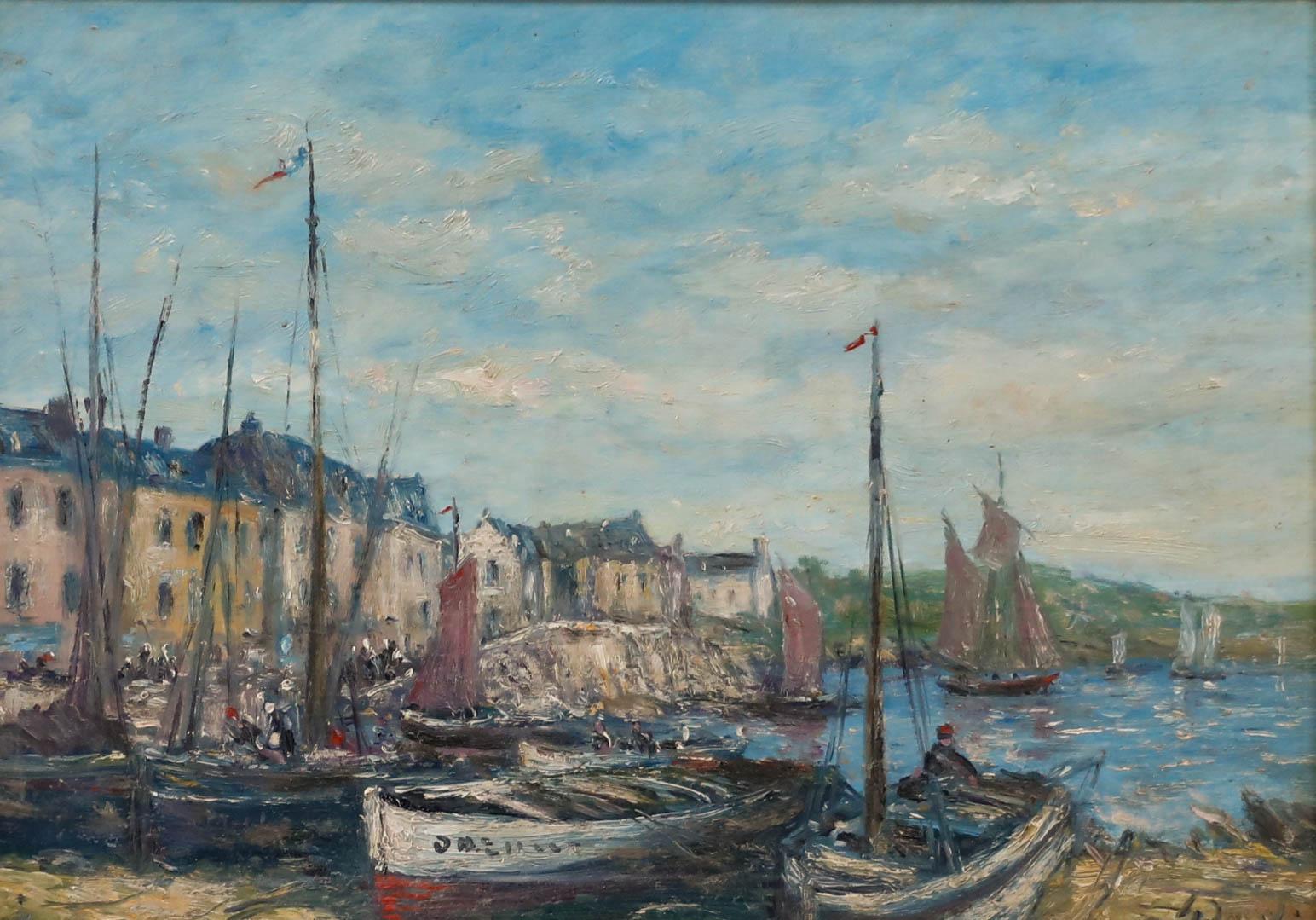 Gerard Roux (geb. 1946) - Gerahmtes Öl des 20. Jahrhunderts, Blick auf den Hafen – Painting von Unknown
