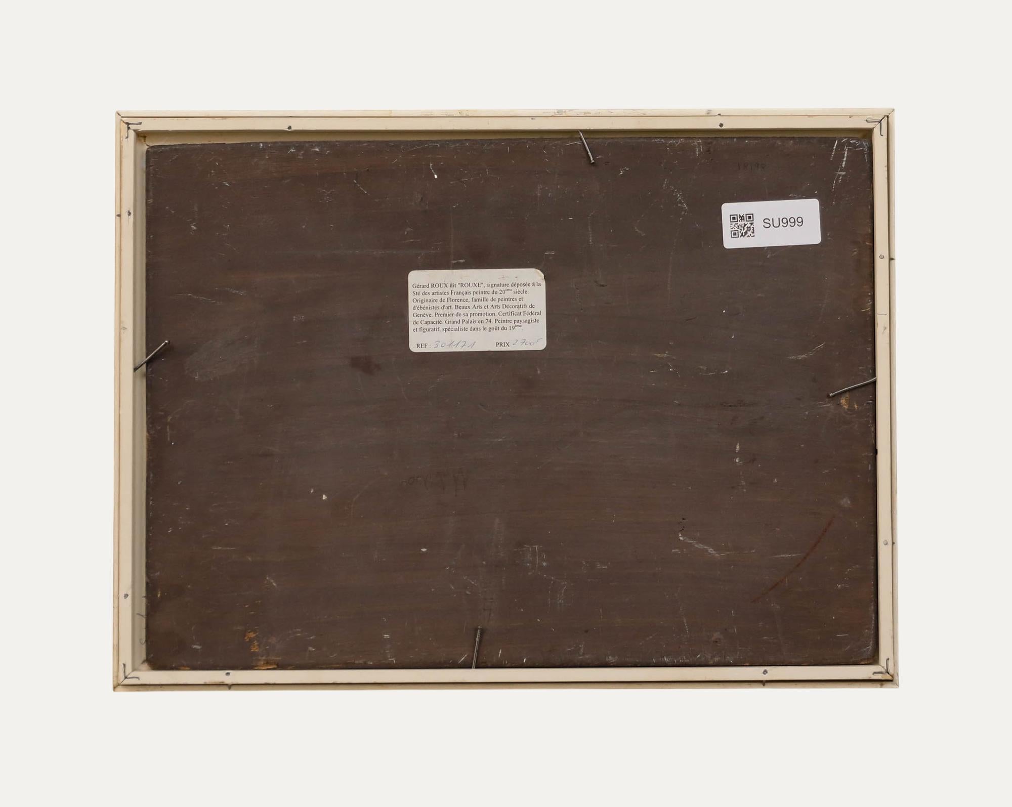 Gerard Roux (geb. 1946) - Gerahmtes Öl des 20. Jahrhunderts, Blick auf den Hafen (Beige), Figurative Painting, von Unknown