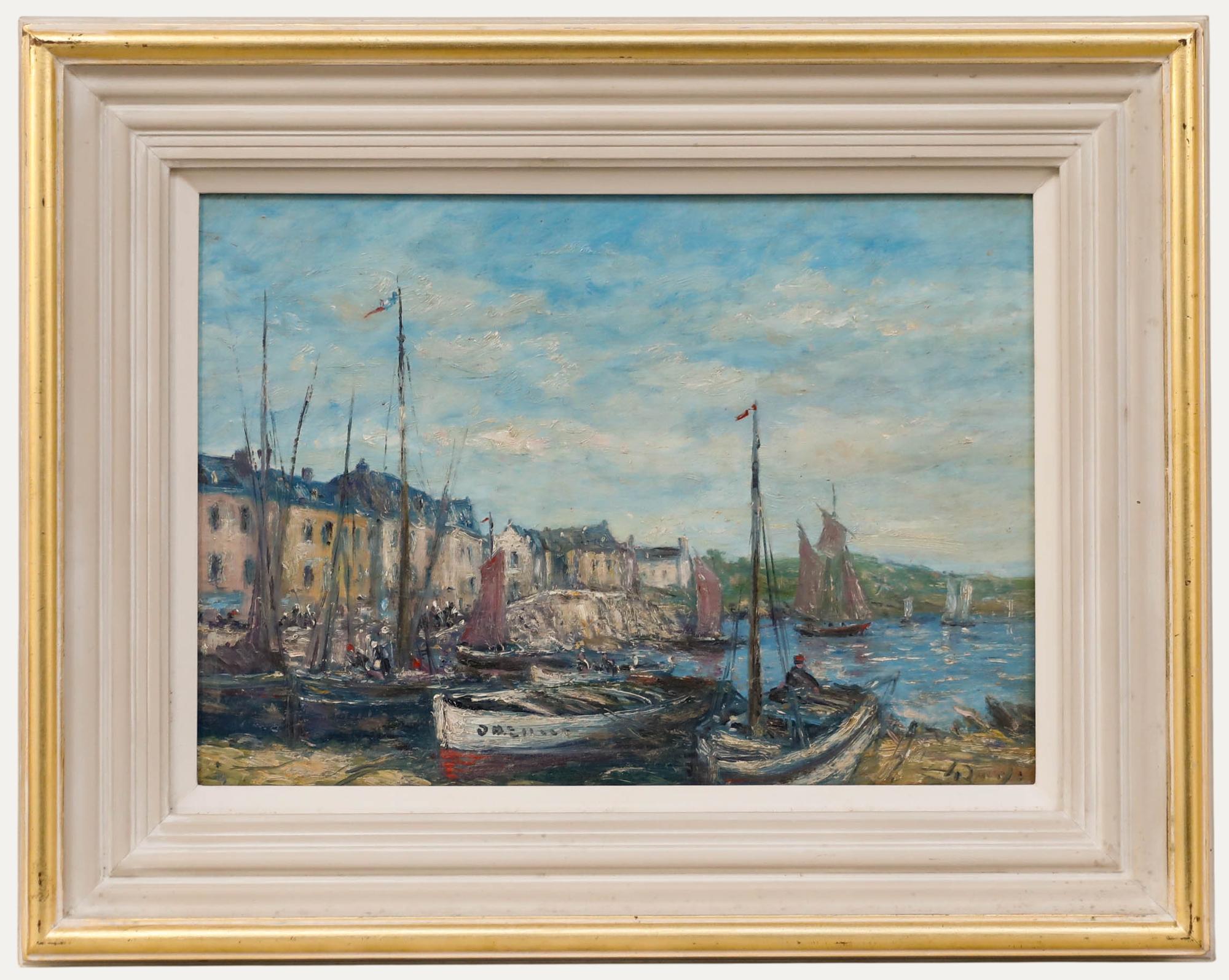 Gerard Roux (geb. 1946) - Gerahmtes Öl des 20. Jahrhunderts, Blick auf den Hafen