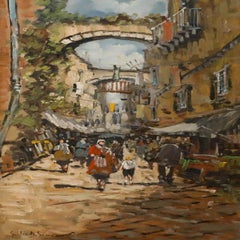 Gerardo Giulio De Simone (1936-2020) - Mid 20th Century Oil, A Street in Sanremo
