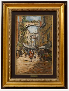 Gerardo Giulio De Simone (1936-2020) - Mid 20th Century Oil, A Street in Sanremo