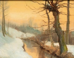 Gerardus Johannes Roermeester - Early 20th Century Oil, Winter Sunset