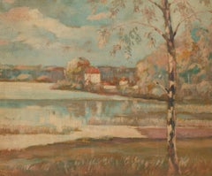 German Impressionist Mid 20th Century Oil - Silver Birch in Sunlight