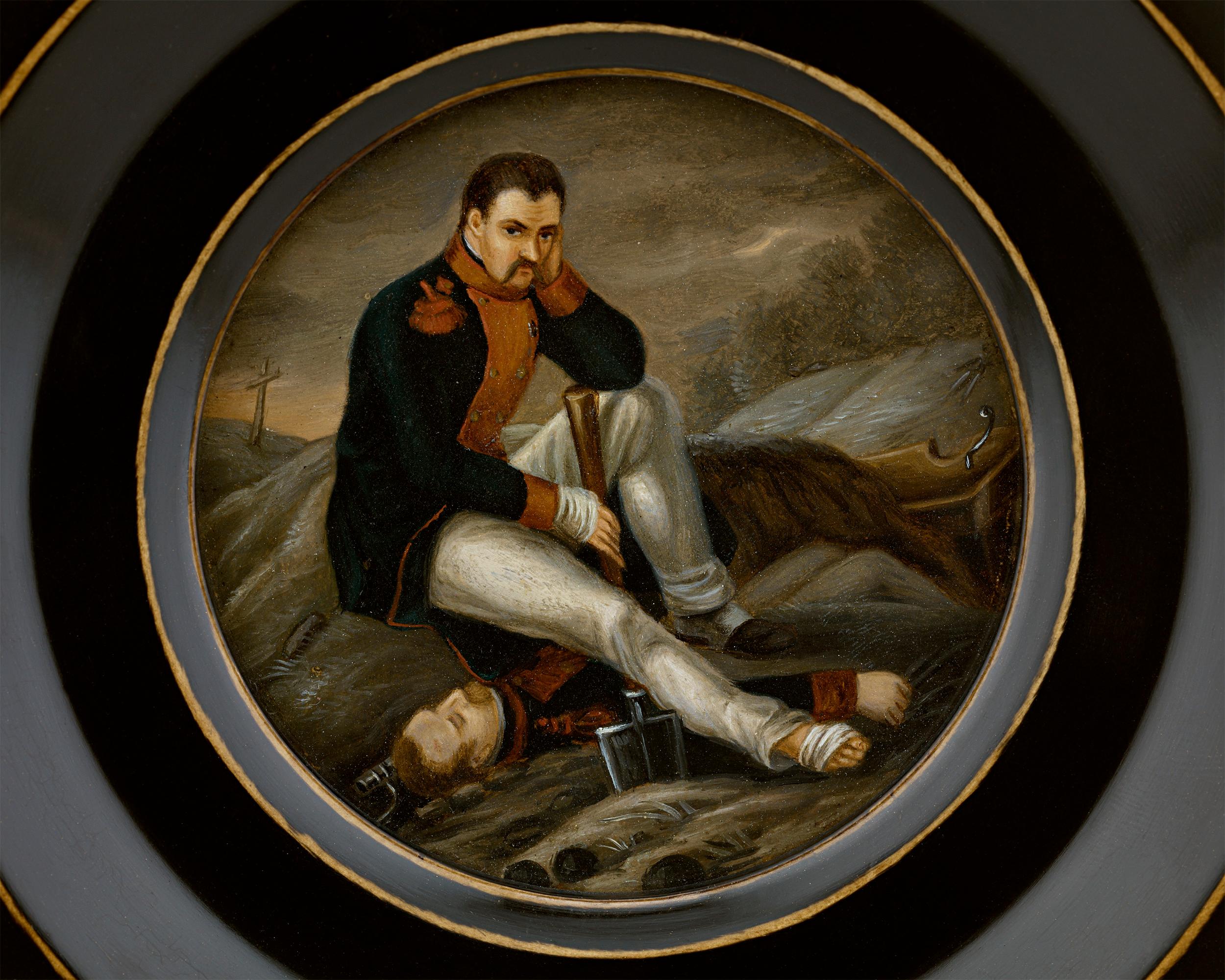 Miniature allemande représentant un soldat tué - Painting de Unknown