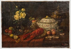 German School  1920 Aceite - Langosta, Ostras y Frutas