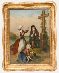 German School 19th Century Oil - Paying Respects