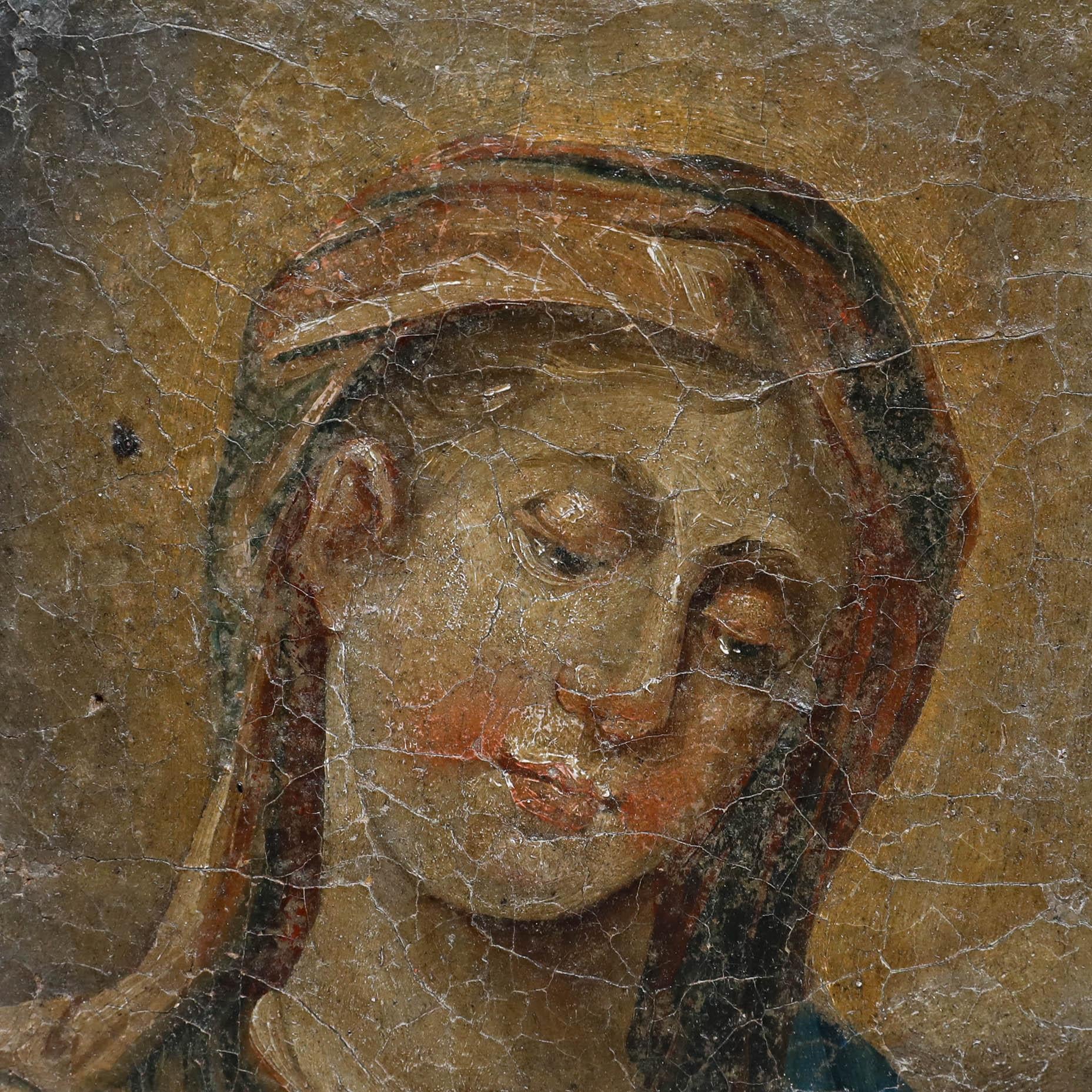 German School 19th Century Oil - Study of a Saint - Brown Figurative Painting by Unknown