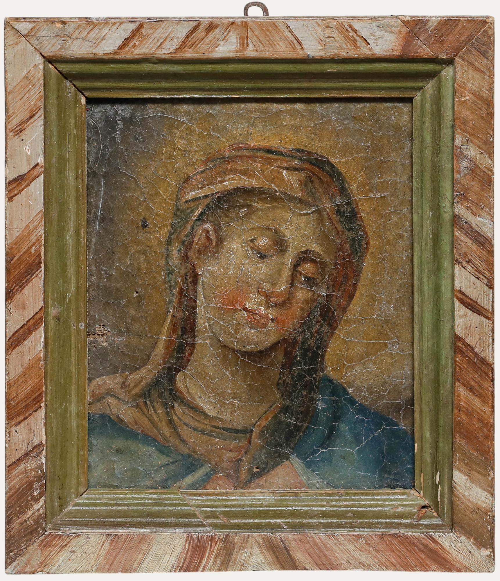 German School 19th Century Oil - Study of a Saint