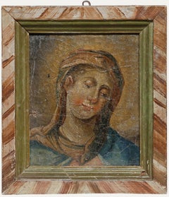 German School 19th Century Oil - Study of a Saint