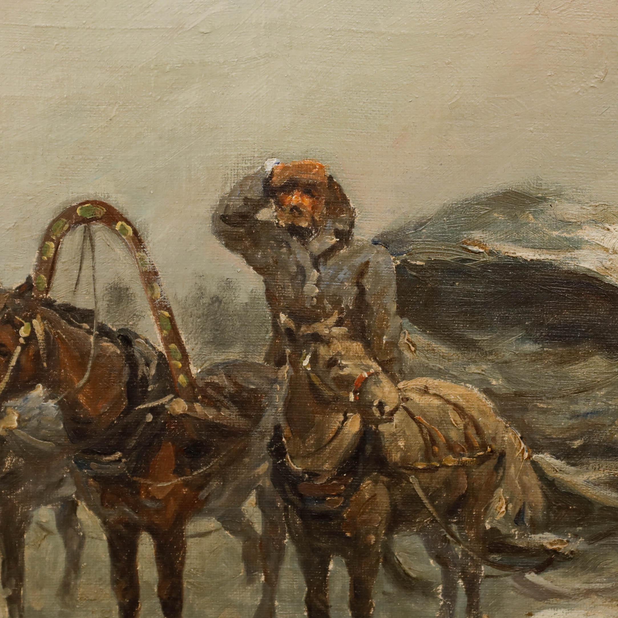 German School 19th Century Oil - The Lost Traveller For Sale 1