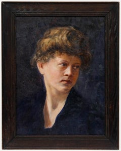 German School Öl des frühen 20. Jahrhunderts - Dame in der Marine