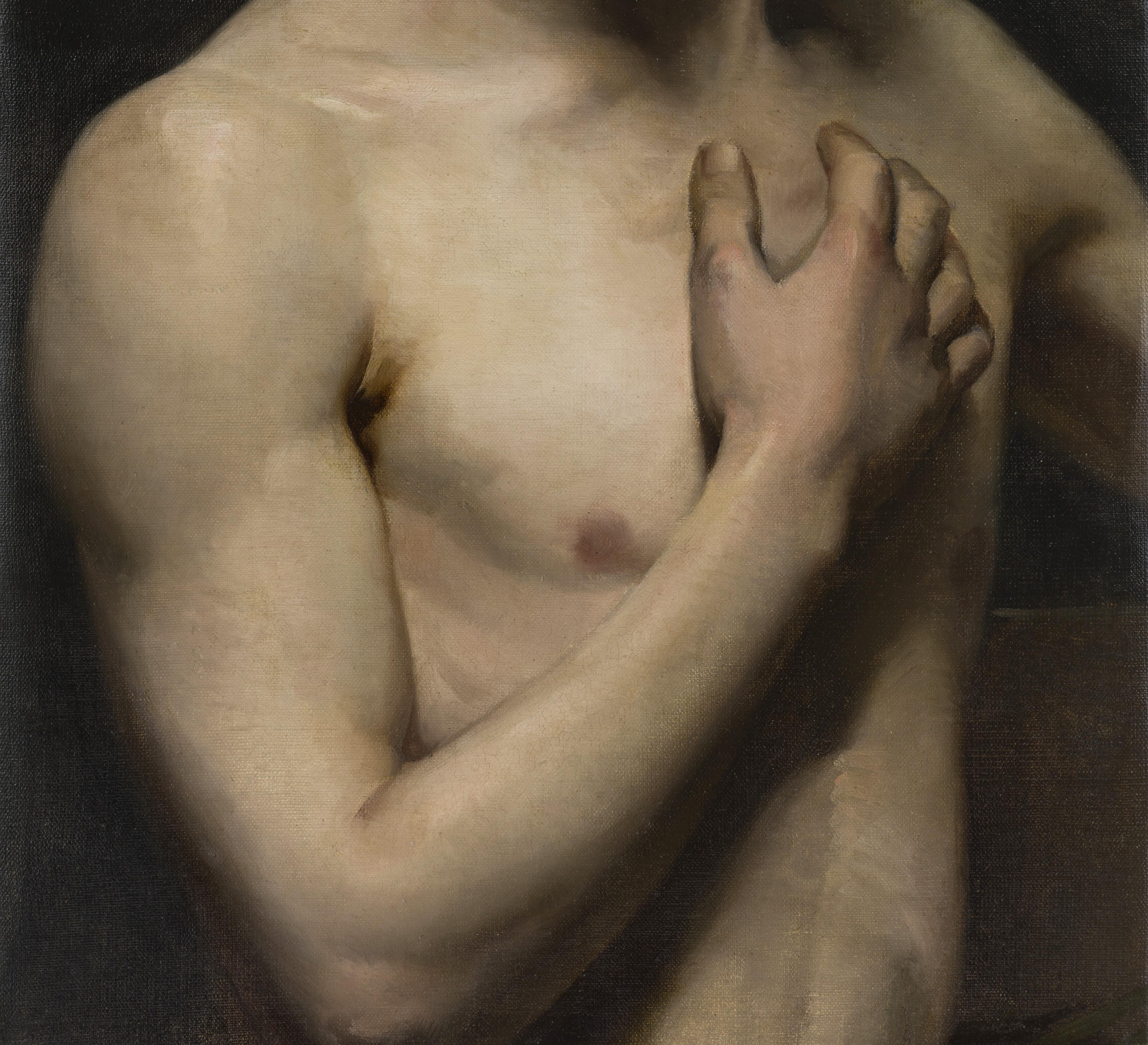 German School, Figure Study - Brown Nude Painting by Unknown