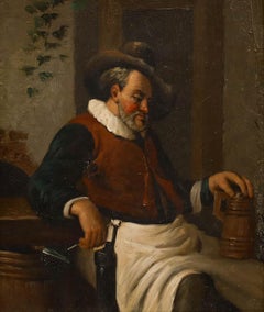 German School Late 19th Century Oil - Man with Tankard