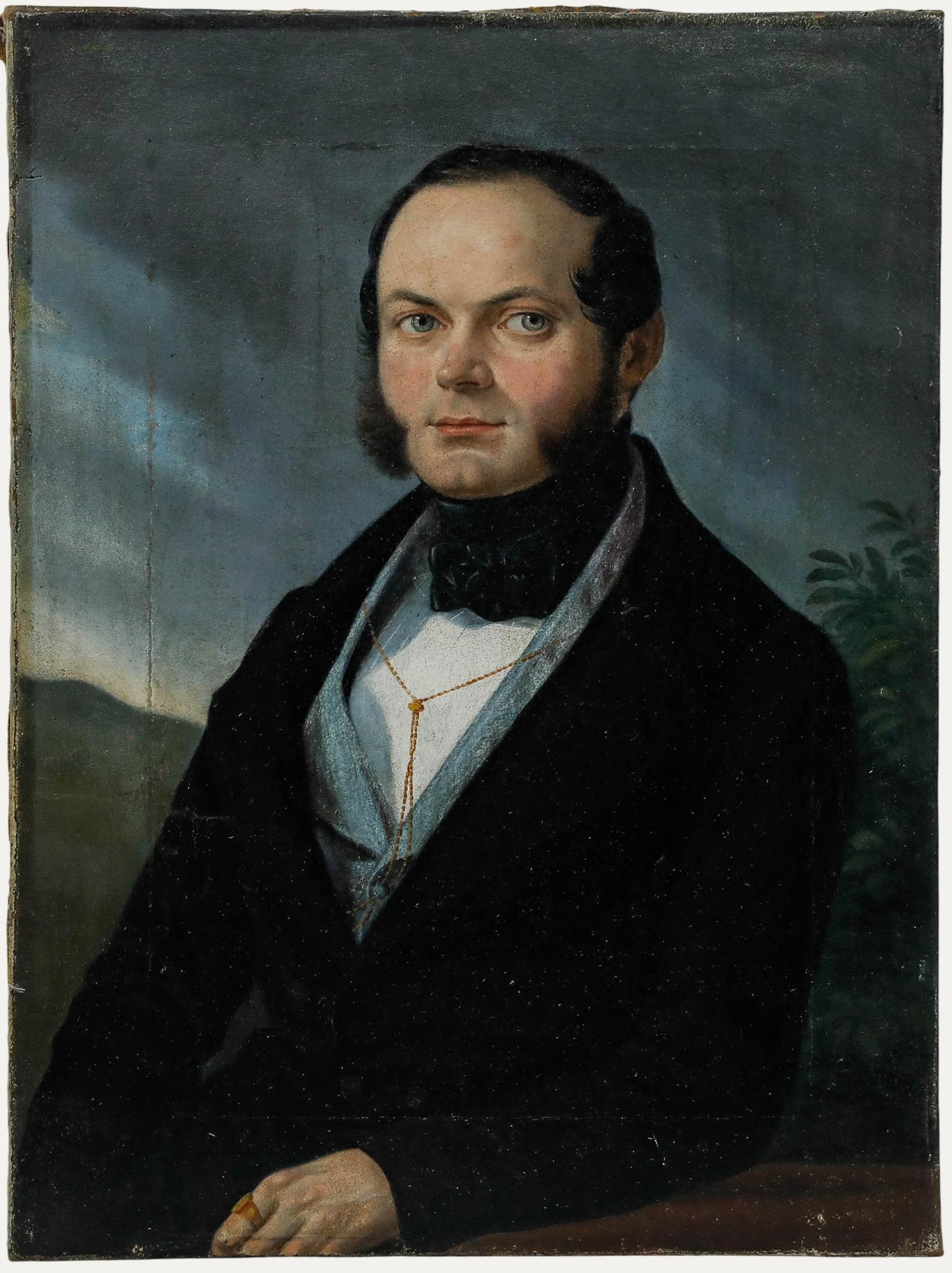 Unknown Portrait Painting - German School Mid 19th Century Oil - Portrait of a Gentleman