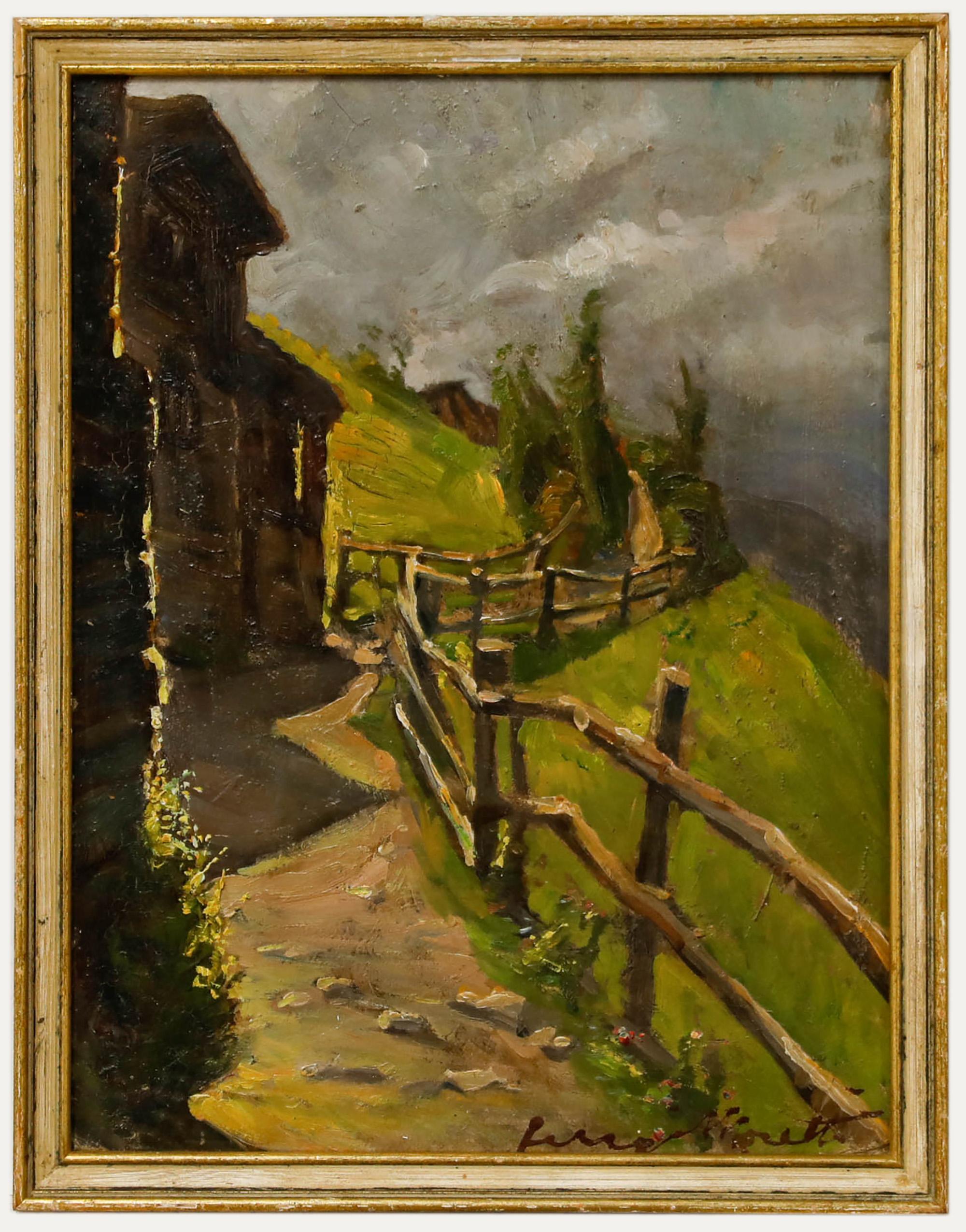 Landscape Painting de Unknown - German School Mediados del Siglo XX Óleo - Camino del Chalet