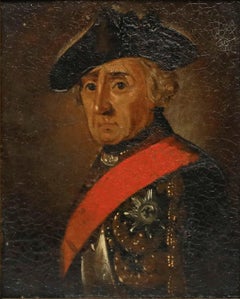 German School Miniature - 19th Century Oil, Frederick the Great