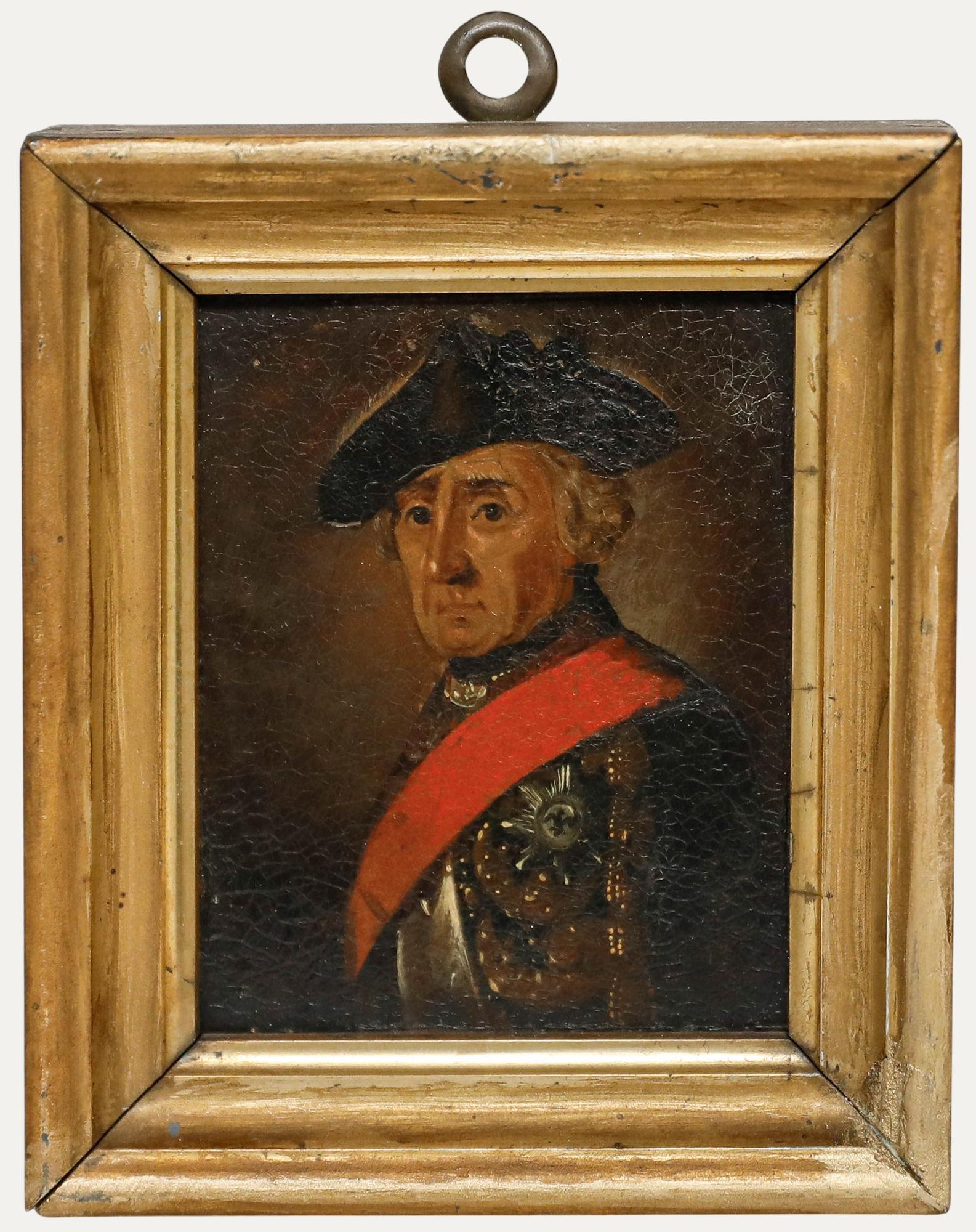 German School Miniature - 19th Century Oil, Frederick the Great